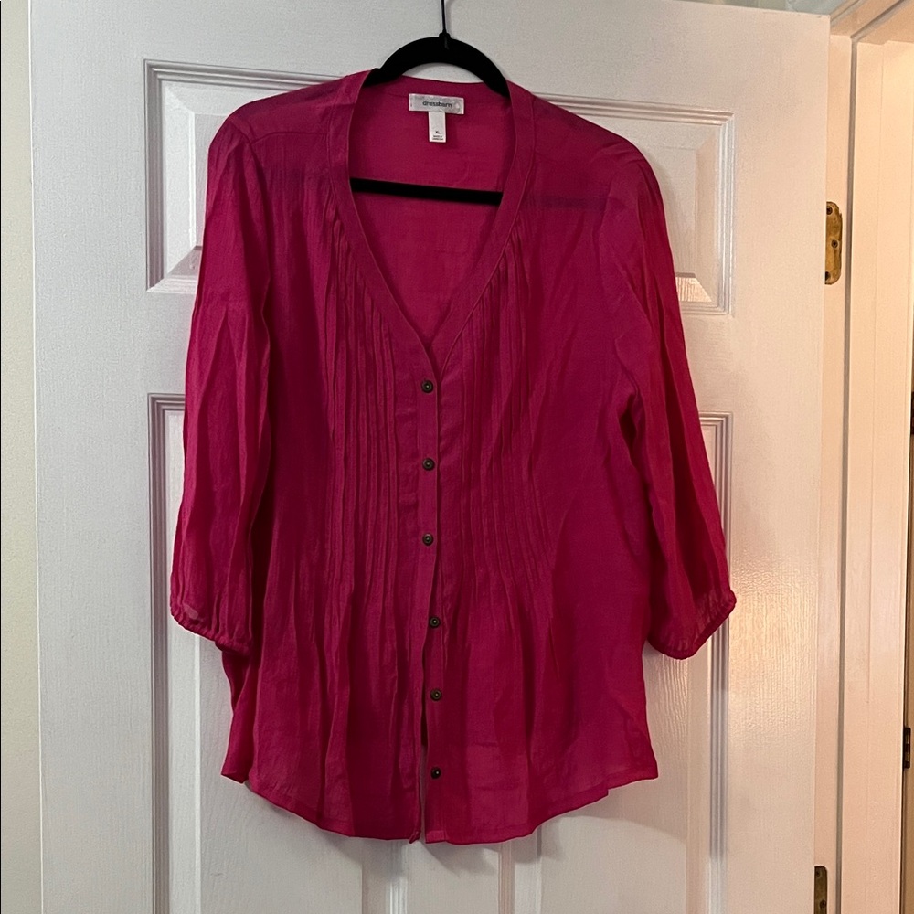 dressbarn Vibrant Pink Button-Down Blouse